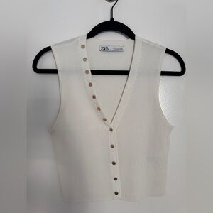 Zara White Top with Gold Buttons